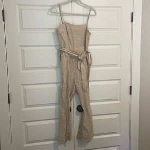 J. Crew gold and white striped jumpsuit size 6